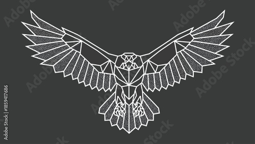 Geometric eagle illustration with wings spread wide, ready to soar through the sky.