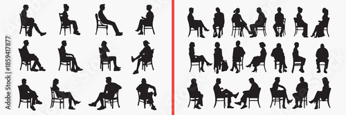 sitting people silhouettes vector, daily activity human clipart, lifestyle sitting svg, casual people illustration, resting poses graphics, black sitting silhouettes, home life vector art, human postu