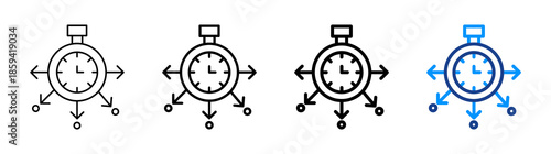 Time Distribution Icon Different Style Outline Collection Set