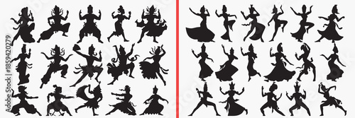 dance yoga silhouettes vector, flowing body poses, artistic movement clipart, balance exercise svg, expressive human illustration, black motion silhouettes, contemporary vector art, body flow design, 