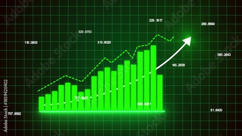 Business Growth Concept with Rising Graph Chart Showing Marketing Sales and Profit Success Animation