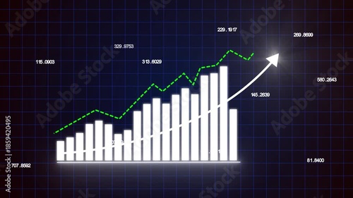 Business Growth Concept with Rising Graph Chart Showing Marketing Sales and Profit Success Animation