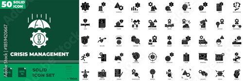 Crisis Management Solid Editable Icons set