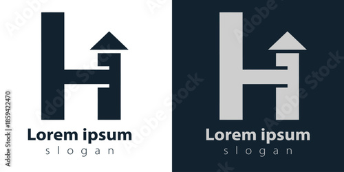 Modern letter H house logo template for real estate business. Vector illustration