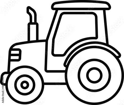 Tractor Outline Icon Simple Farm Vehicle Drawing