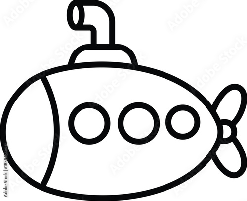 Submarine Outline Icon Cute Vehicle Art