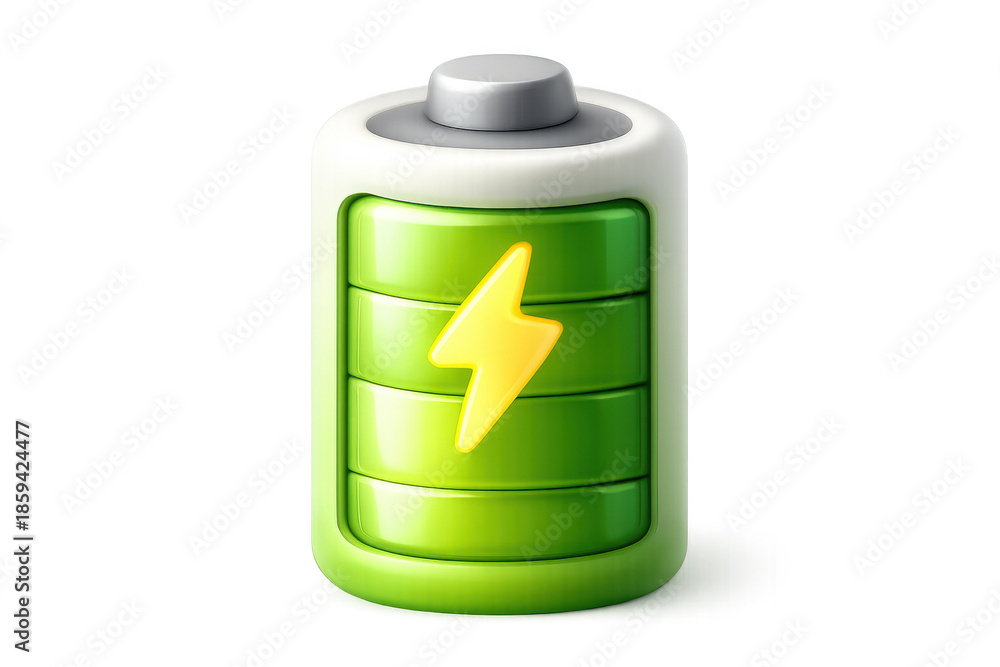 Fototapeta premium Simple battery icon with green energy lightning bolt for design elements and digital use