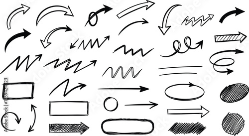Hand-Drawn Arrows, Shapes, and Symbols for Diagrams, Presentations, Visual Notes, Flowcharts, Creative Sketches, and Instructional Design Elements