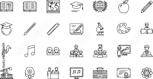 Education and Learning Icons - Symbols of Knowledge and Academia