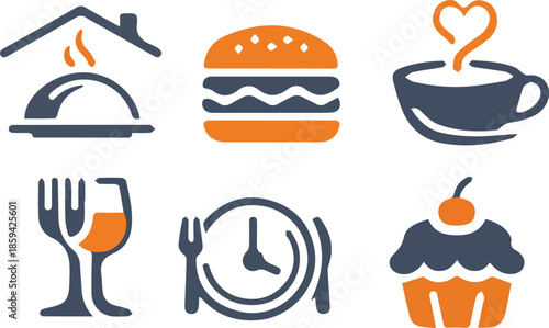 Restaurant Food and Beverage Icon Set