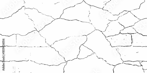 digital wall grunge and dust pattern surface Cracked white wall texture design element white background.
