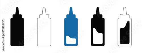 Icon of a bottle of tomato ketchup, mustard, or liquid with a white background