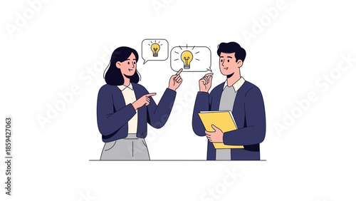 collaborative discussion between two professionals sharing innovative ideas in a modern work