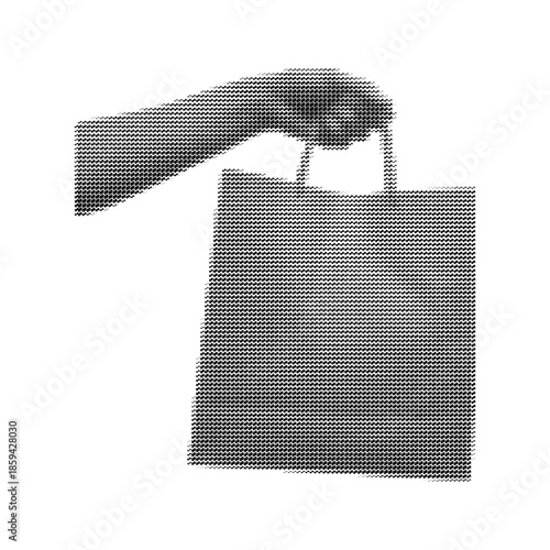 Shopping bag held by hand with halftone pattern vector