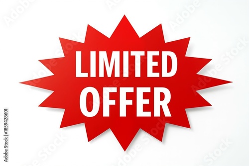 Limited offer badge with red starburst design