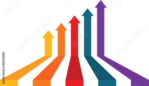 Dynamic upward arrow representing progress and grow business financial profit.