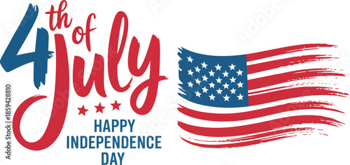 Vibrant 4th of July celebration with American flag and patriotic text