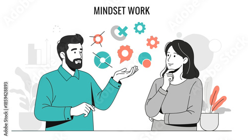 Mindset Work Concept Illustration Showing Positive Thinking and Growth