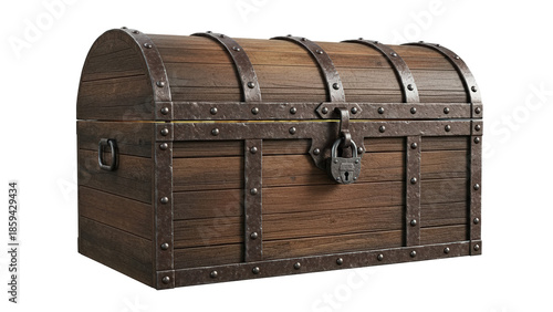 Old wooden treasure chest symbolizing wealth adventure isolated on transparent background mystery