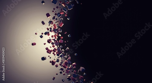 Dynamic visual representation of abstract gravitational forces pulling disparate geometric elements into a curved, energetic void ,energy ,gravity ,connection