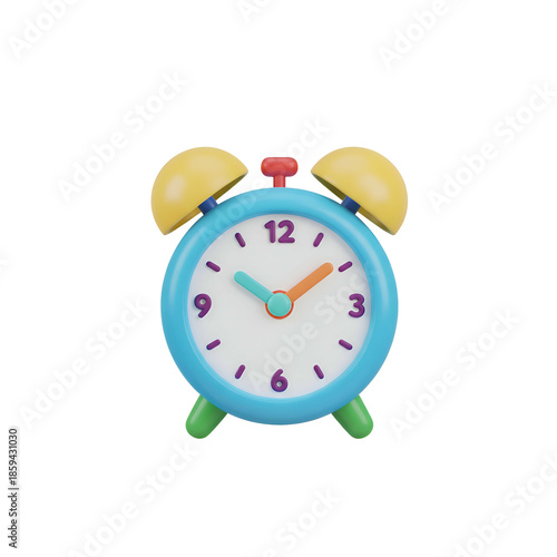 Blue Alarm Clock with Yellow Bells.