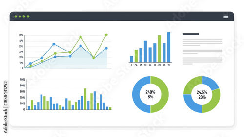 Business Graphs Charts and Statistics Display.
