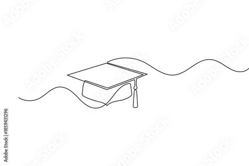 Continuous one line drawing of a graduation cap for academic success
