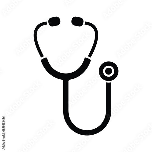 Simple black and white illustration of a medical stethoscope icon
