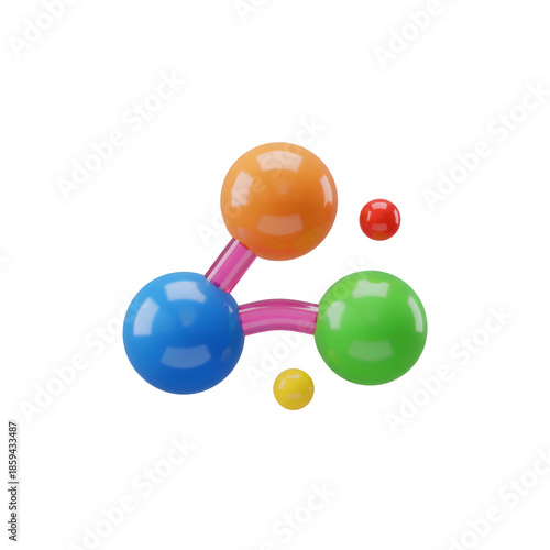 Colorful Balls Connected by Pink Rods.