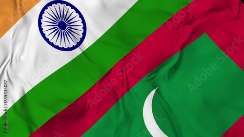 India v Maldives flag animation seamless loop. high resolution video 4K