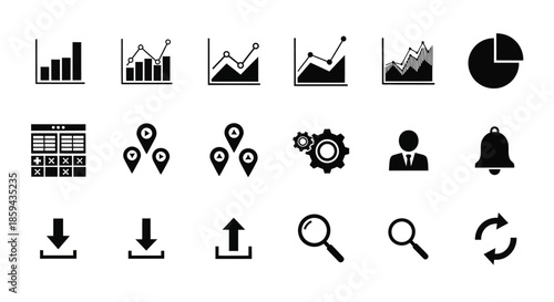 Collection of minimal business and data analytics icon set, perfect for websites and applications