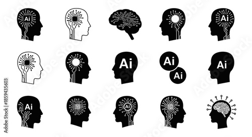 Illustrative representation of artificial intelligence concepts and brain technology interface