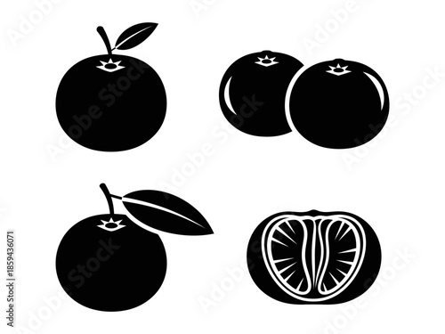 mandarin orange fruit icon set