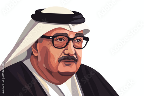 arabic man wearing glasses isolated illustration