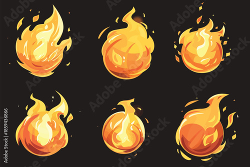 fire ball set isolated illustration