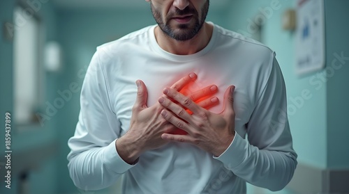 Sudden Chest Pain Medical Concept Without Face