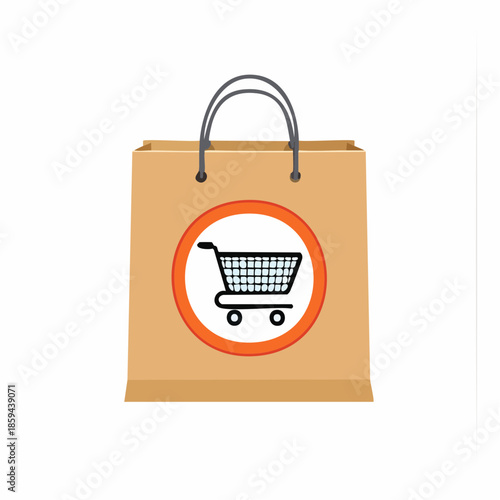 Shopping Bag with Shopping Cart Icon symbolizing e-commerce and online retail transactions