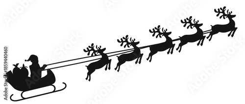 Santa Claus rides on a northern reindeer sleigh
