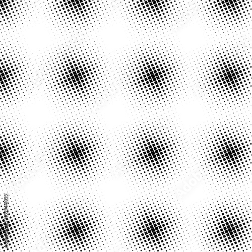 Seamless blue and black abstract geometric background vector featuring a digital wave pattern with halftone dots and circular shapes for a modern textured wallpaper design