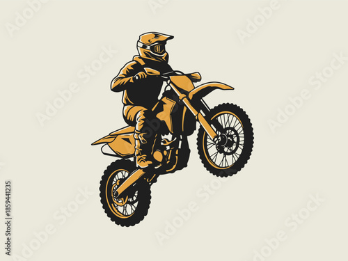 Motocross Rider Performing Jump on Dirt Bike