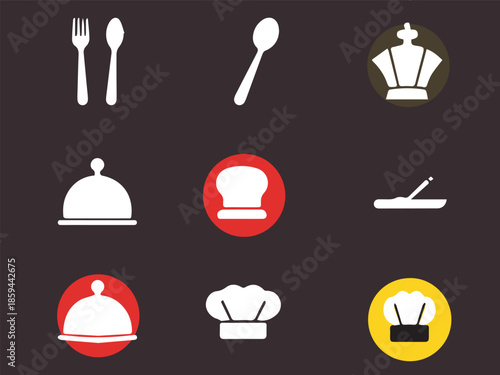 Restaurant Food and Beverage Icon Set