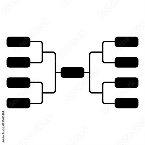 Flat design vector illustration of an 8-team tournament schedule template, isolated on a white background. Championship schedule for soccer, American football, basketball, baseball, or tennis.