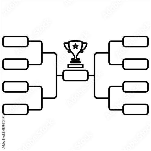 Blank Tournament Chart. Sports game tournament championship contest. Board chart with champion trophy prize. Vector illustration.