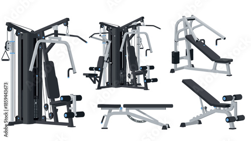 Modern multi gym equipment set for home and commercial fitness centers