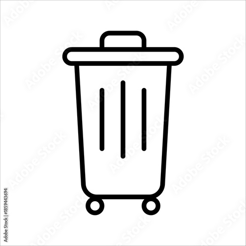 Black and white trash can icon in circle, trash can, trash can vector, Suitable for Website, Book, Card, Application. Vector Illustration .EPS 10.