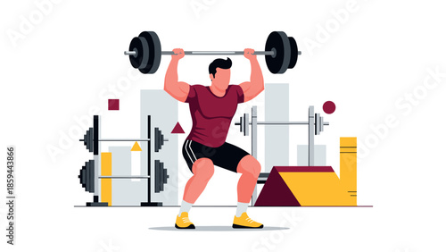Weightlifting enthusiast lifting barbell in modern gym setting