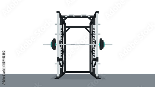Front view of modern smith machine in minimalist gym design