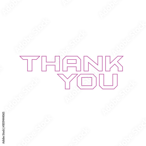 Thank You Text Outline Typography Design on White Background
