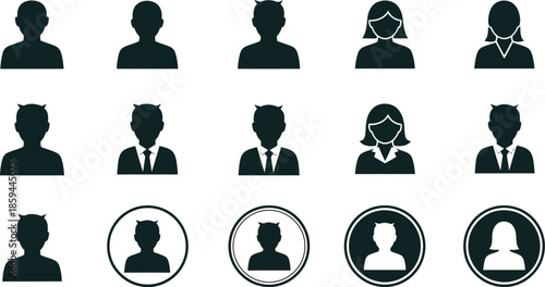 Collection of diverse silhouette icons representing various individuals