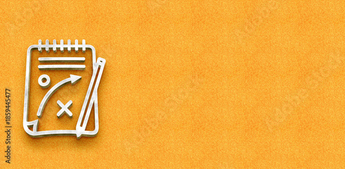 Notepad with Strategy Map and Pencil for Business Brainstorming Symbol